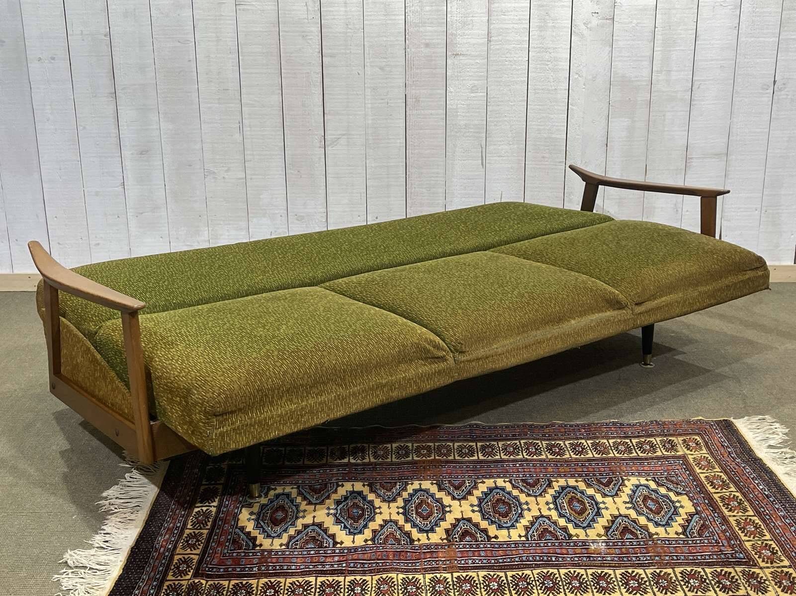 1970s English beech sofa bed