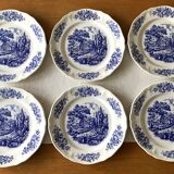 6 grandes assiettes plates anciennes en faïence de Saint-Amand (Nord)