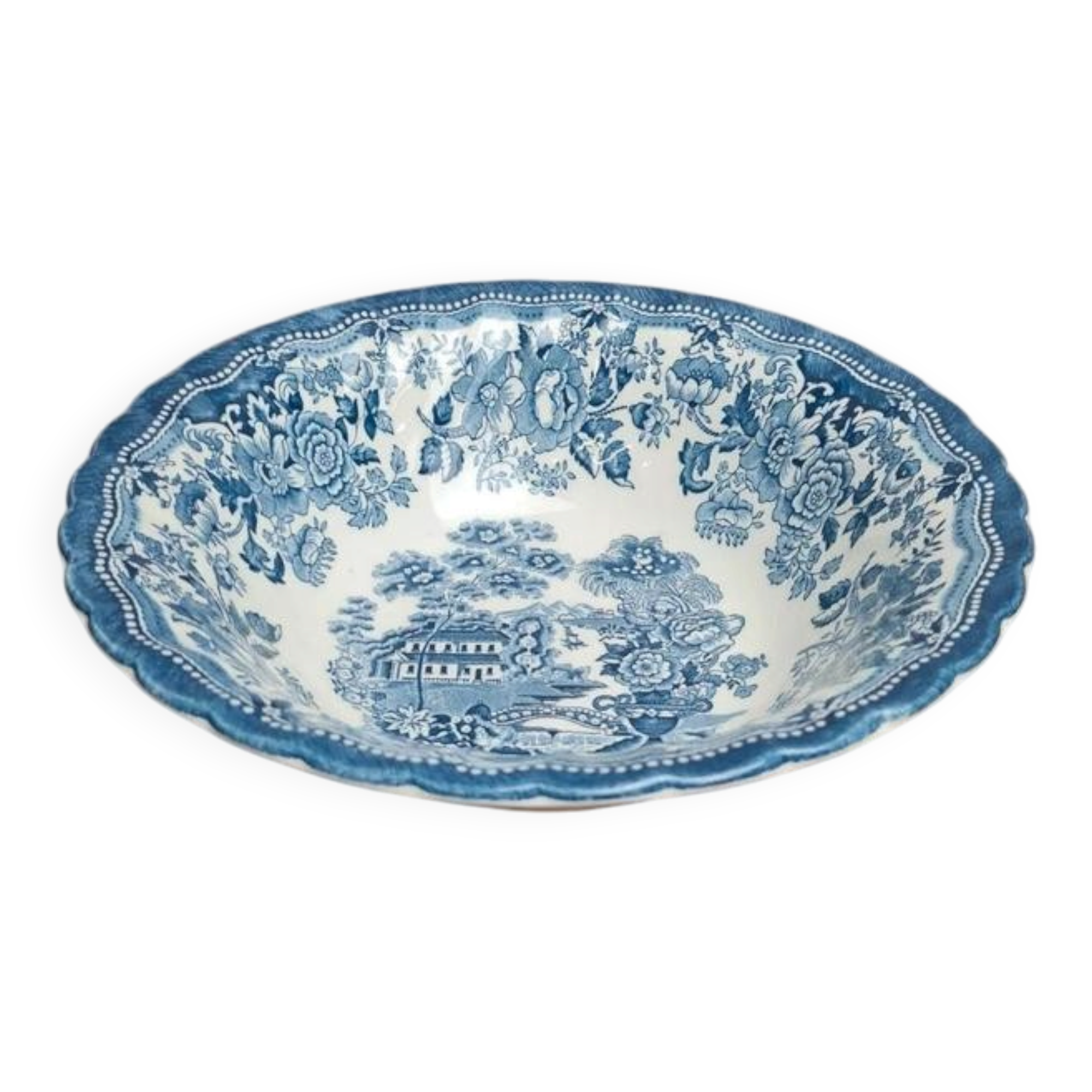 Vintage Myott Meakin blue toile de Jouy salad bowl – English earthenware – country decor