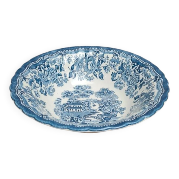 Saladier vintage Myott Meakin toile de Jouy bleu – faïence anglaise – décor champêtre
