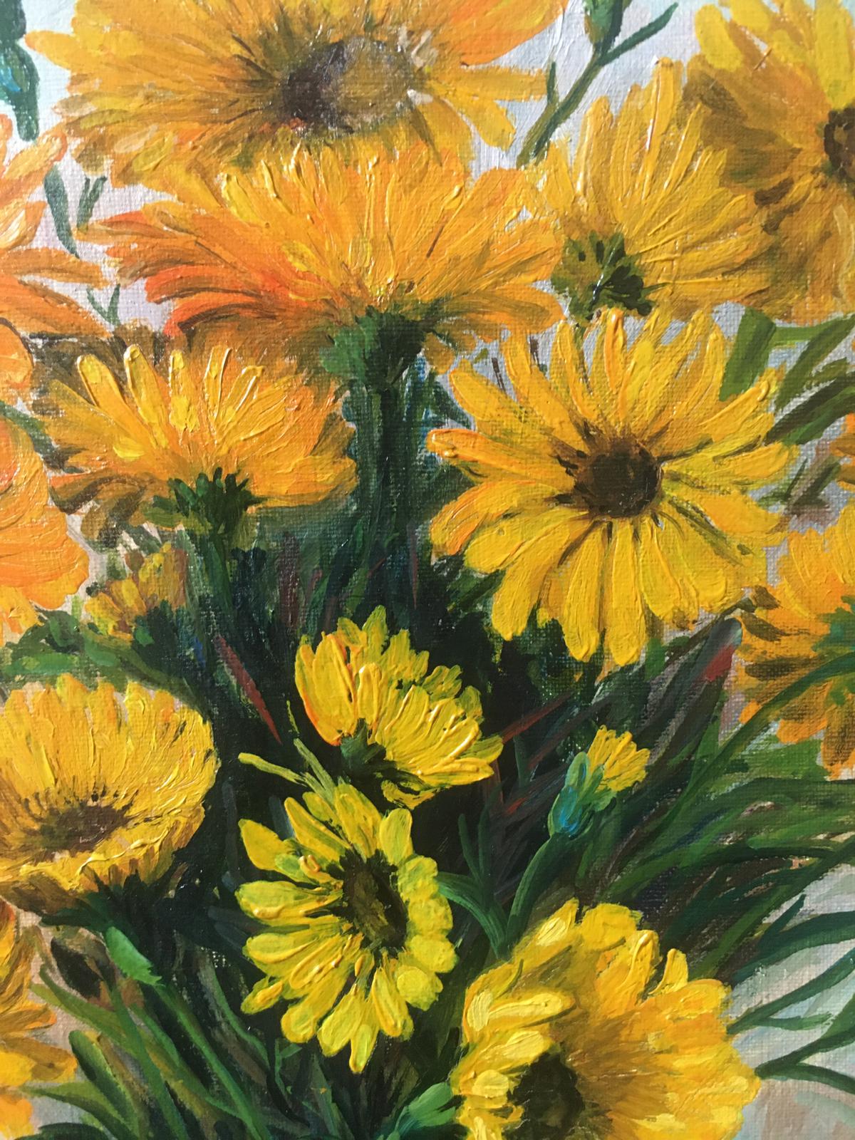 Painting by Viollet F. "Bouquet of yellow flowers"