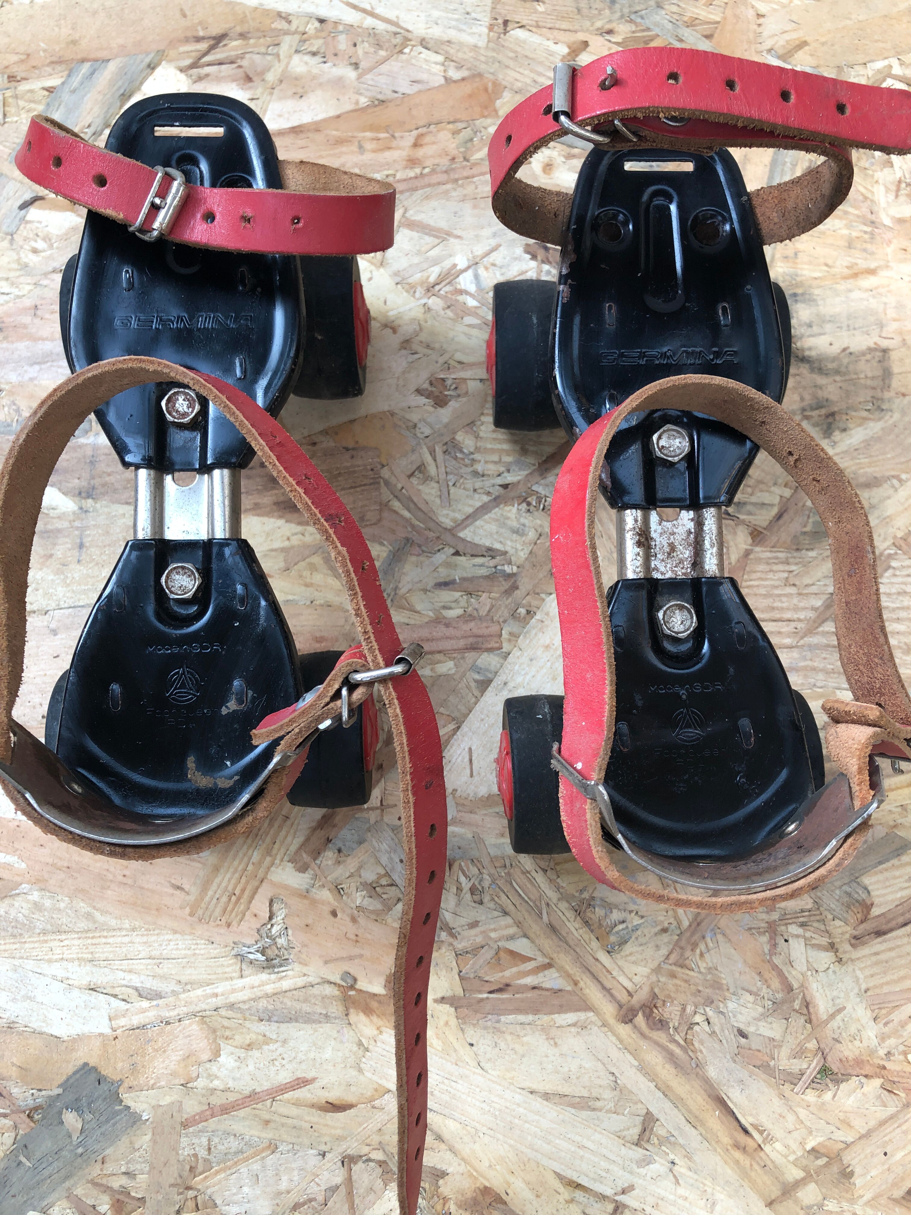 Old pair of roller skates germina metal black