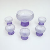 Dessert service cut and cups in old art deco purple crystal