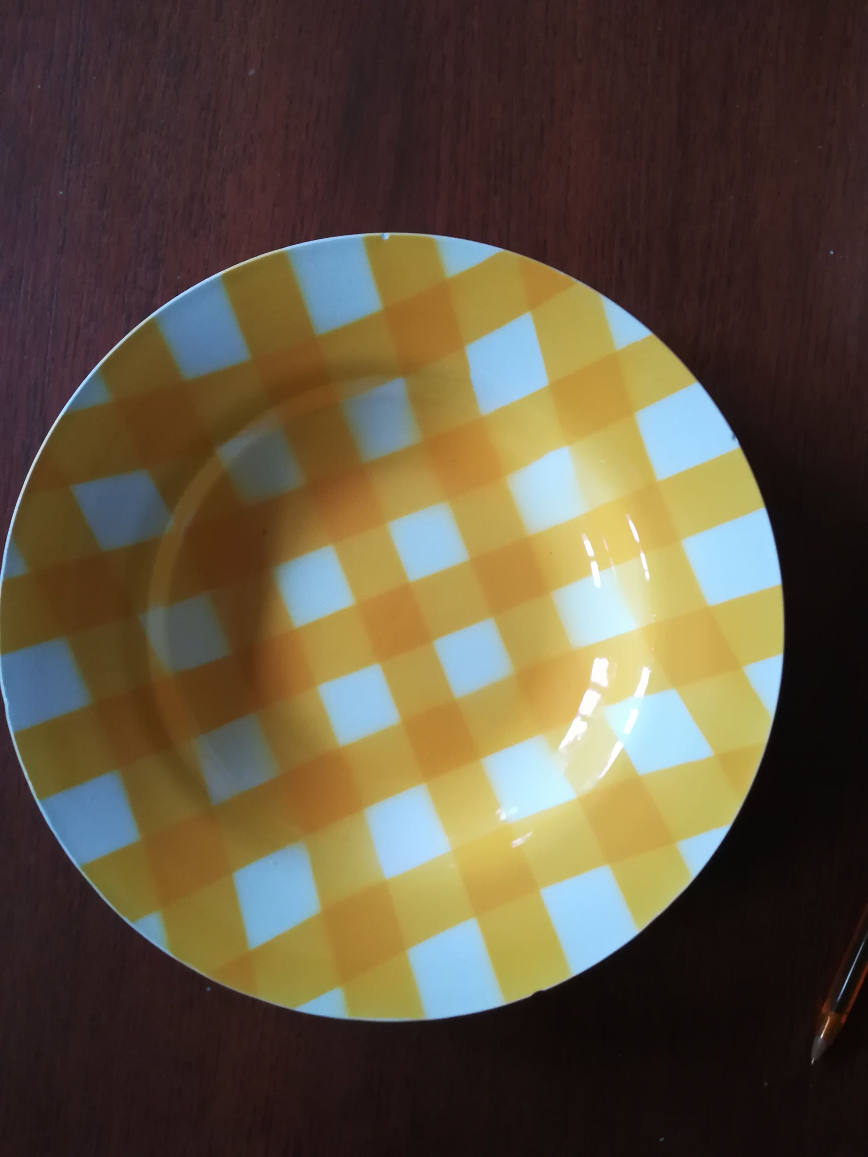 Set of 4 hollow plates Digoin yellow scottish model