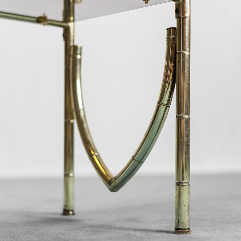 Showcase metal gilded smoked glass 70s vintage modern