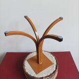 Lacquered metal stool with vintage velvet seat