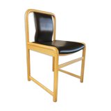 Vintage wooden chair with skai leather seat, 1990