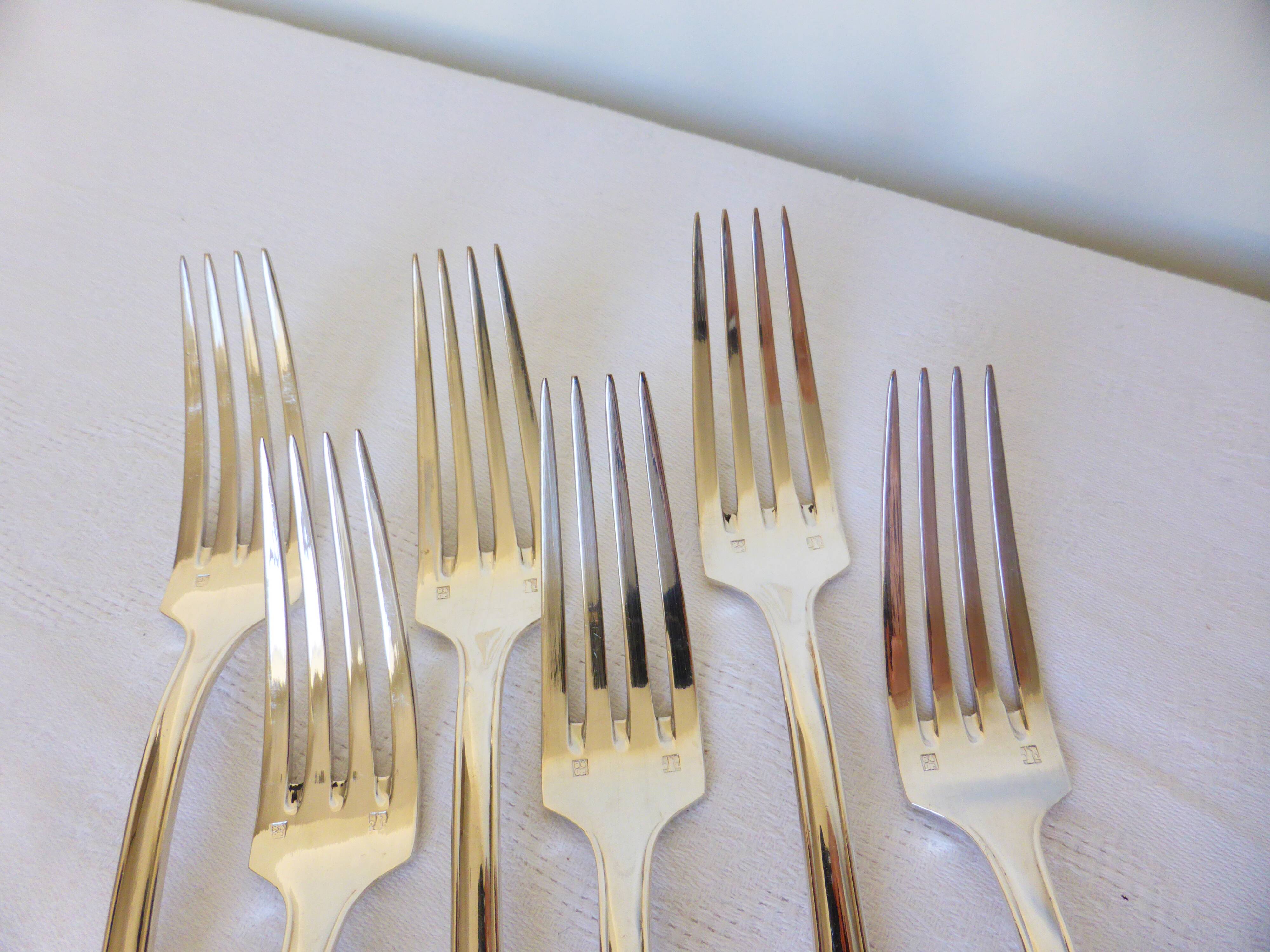 6 silver-plated forks hallmarked by the Liberty goldsmith, shell model 2106253