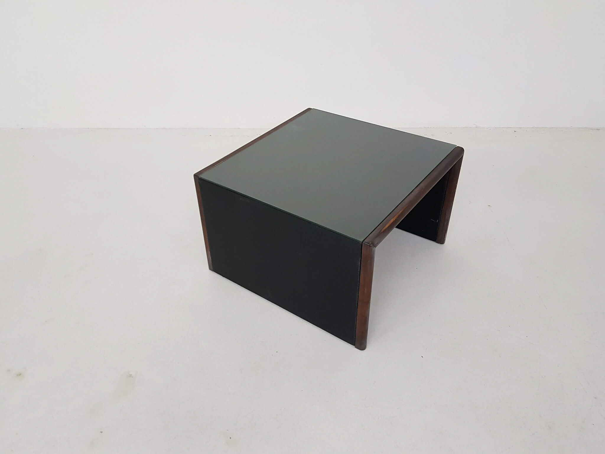 Wood , leather and glass coffee table by Walter Knoll , Germany 1970’s