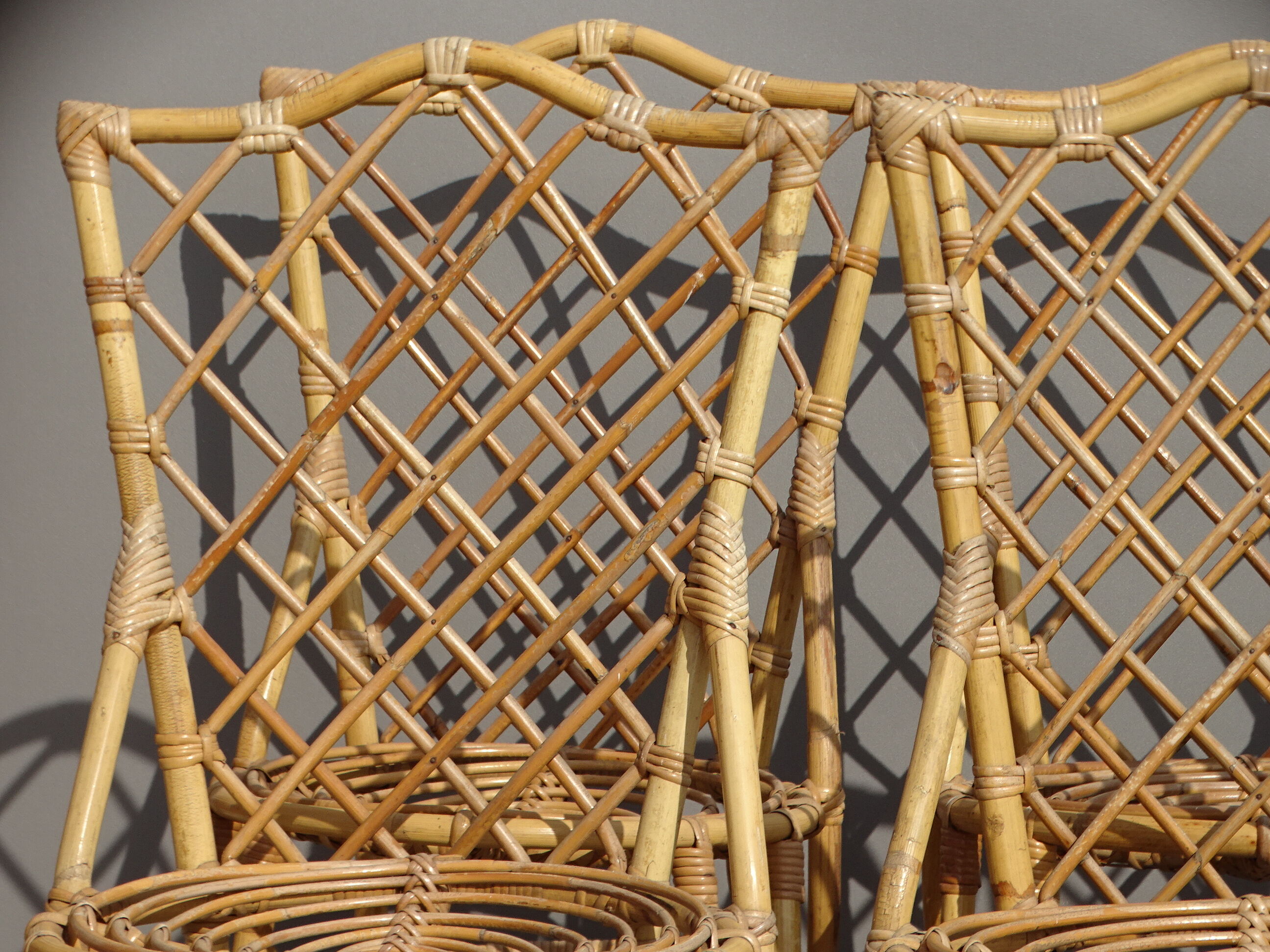 Set of 6 bamboo and rattan chairs