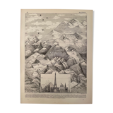 Lithograph engraving on the mountain of 1897