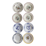 Set of 8 mismatched soup plates