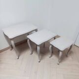 3 painted wooden nesting tables
