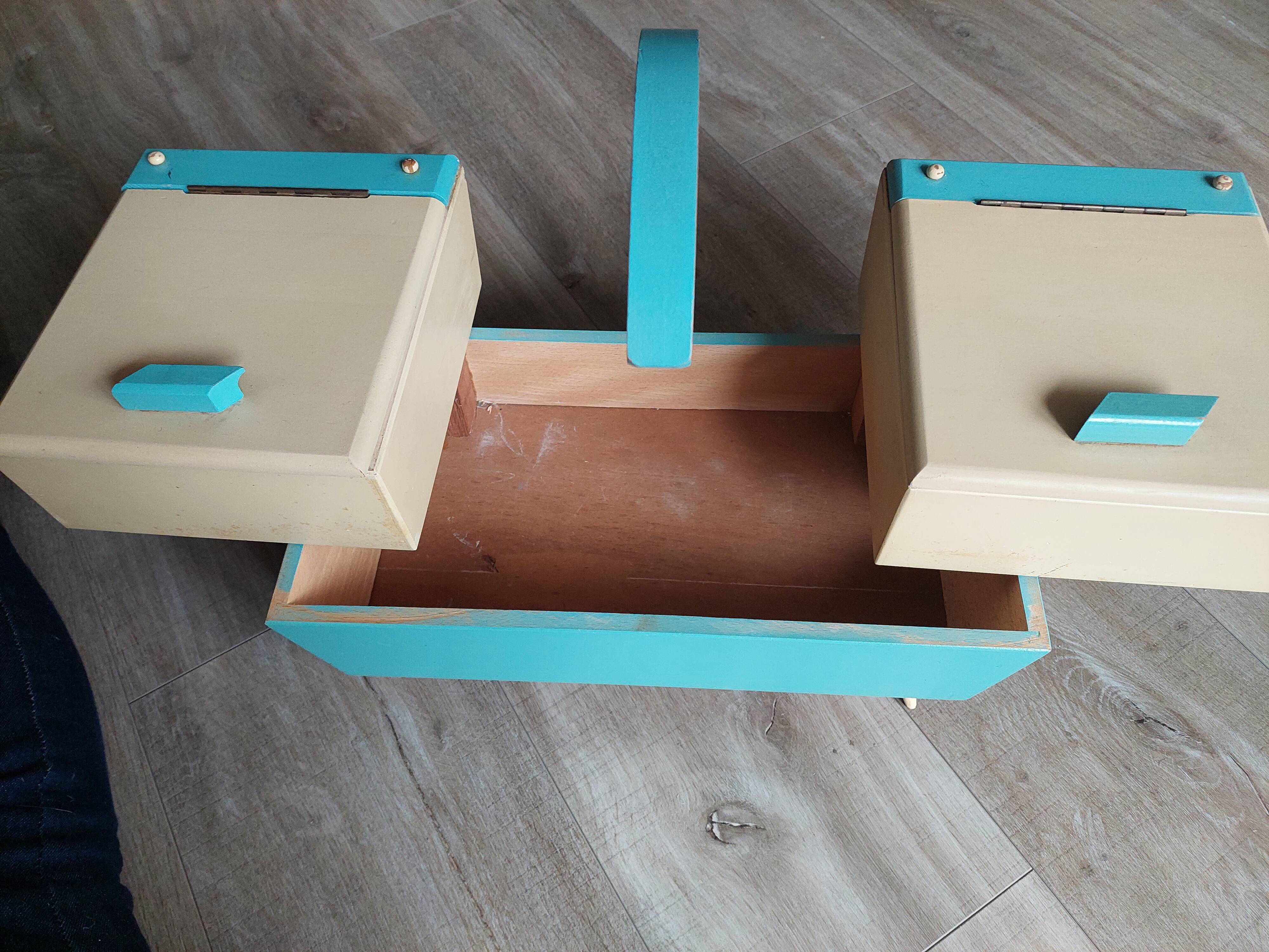 Vintage sewing box painted wood