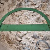 Set of 4 Antique Iron Folding Garden Chairs - 1920s Riveted Bistro Chairs with Aged Green Patina