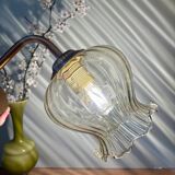 Applique coudée globe vintage en verre ambré