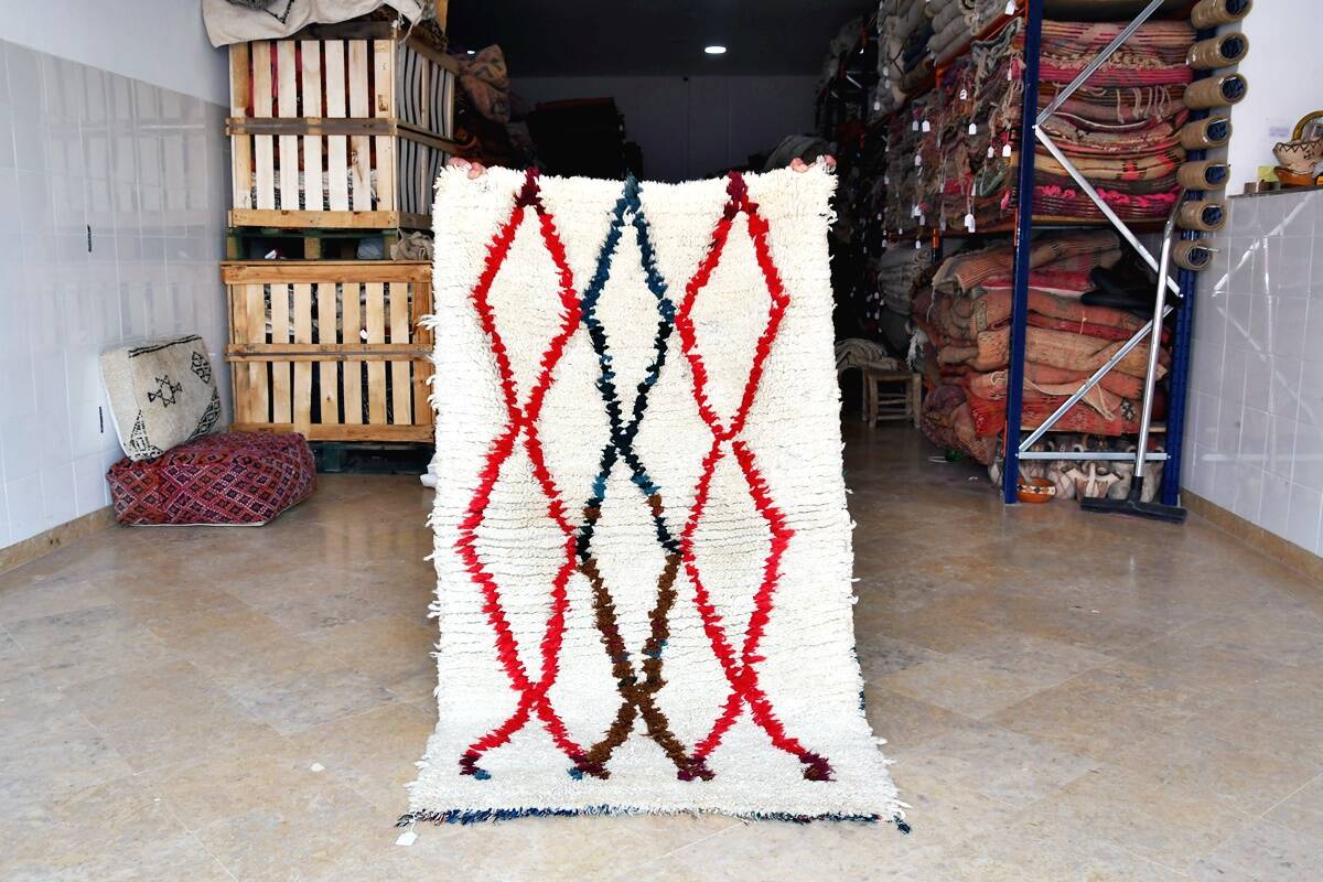 Small vintage beni ouarain rug