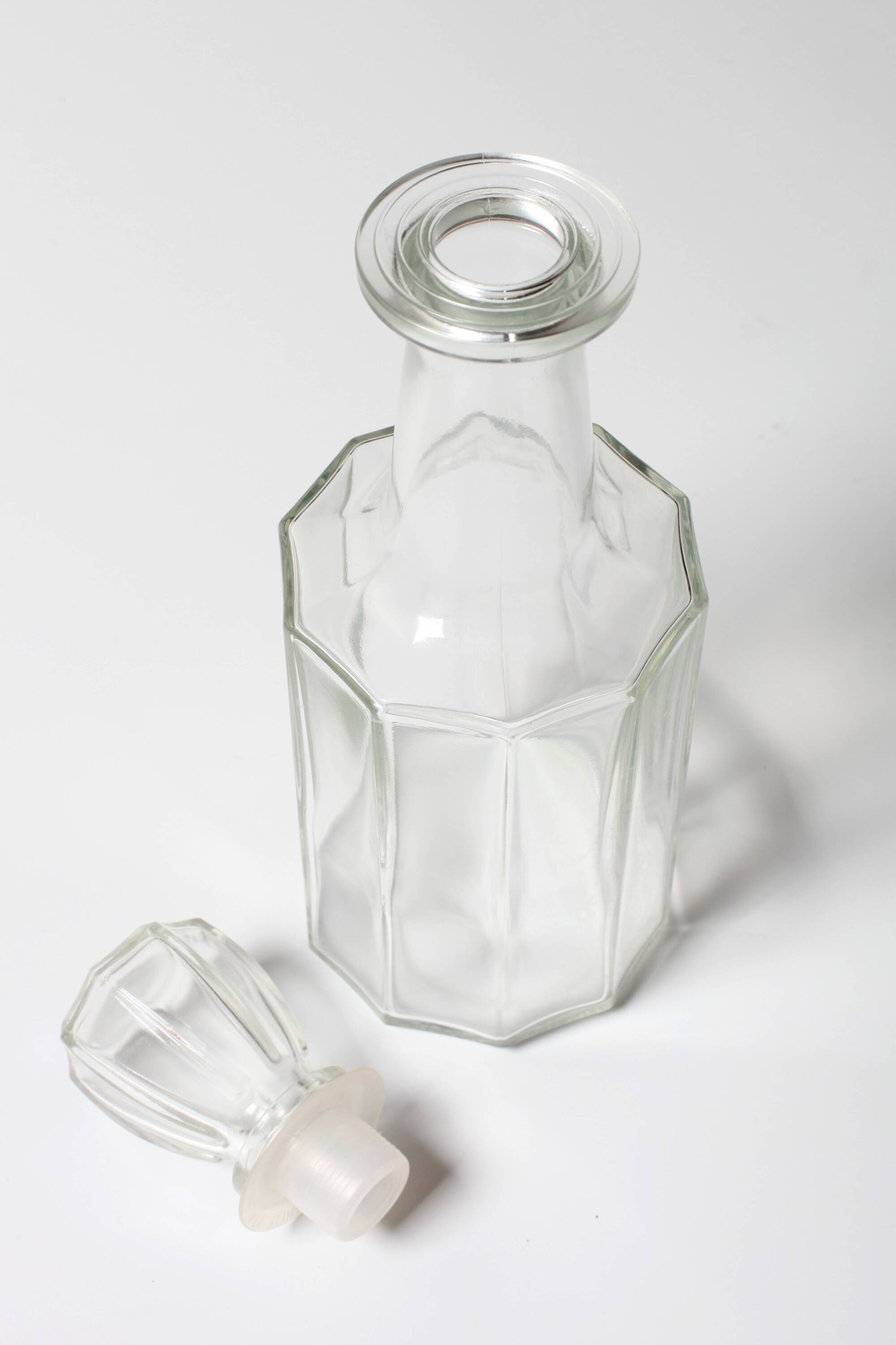 Vintage Italian Clear Glass Decanter / Marked “O.R. brevettato”