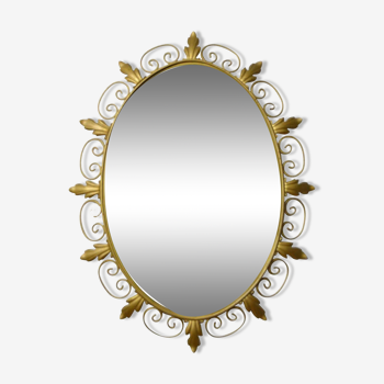 Oval mirror 60s vintage. deknudt " hollywood regency " (64.5 x 49.5)