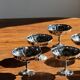 Set of 6 metal ice cream cups on flower-shaped feet