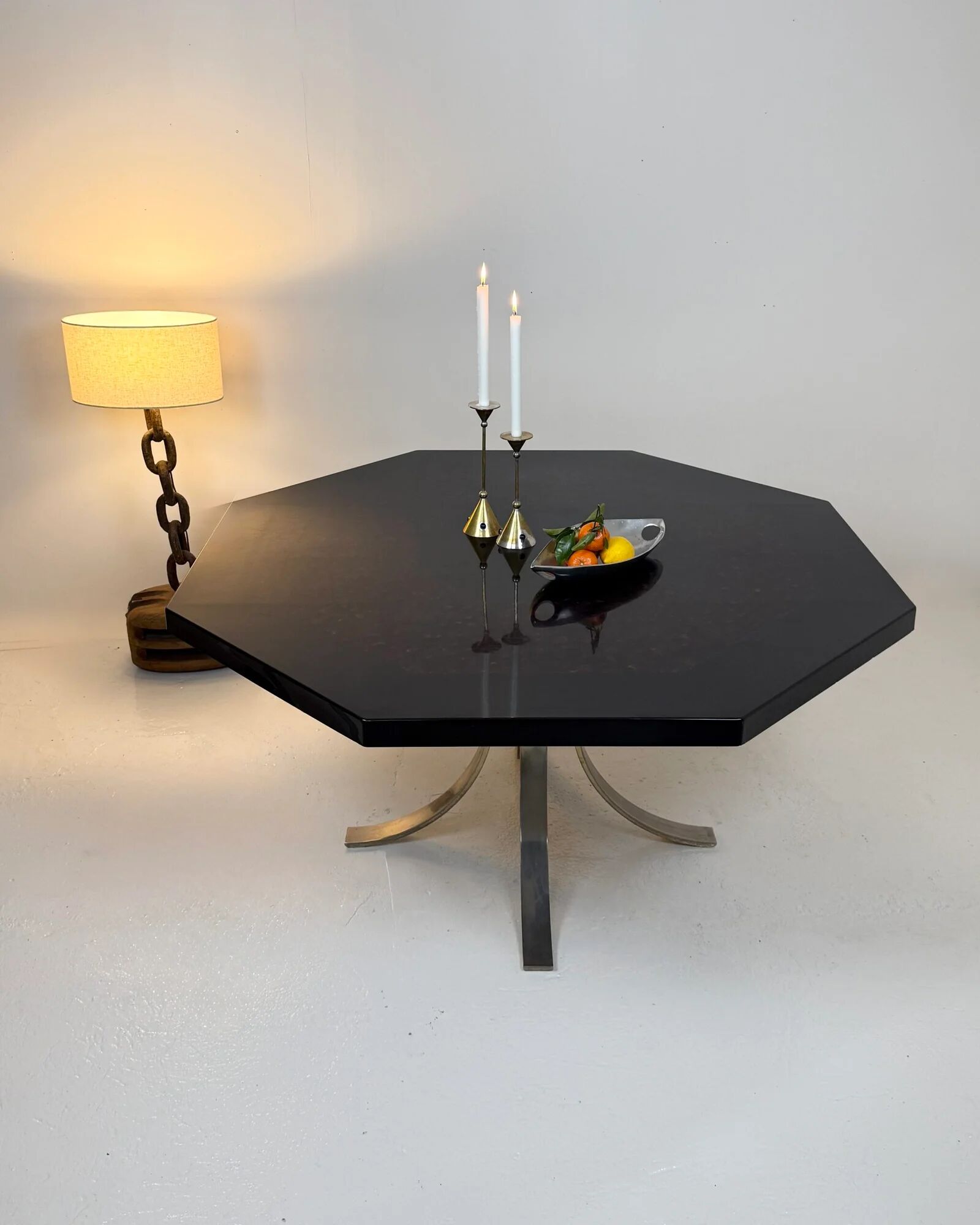 Octagonal dining table in resin, Italy 1970s