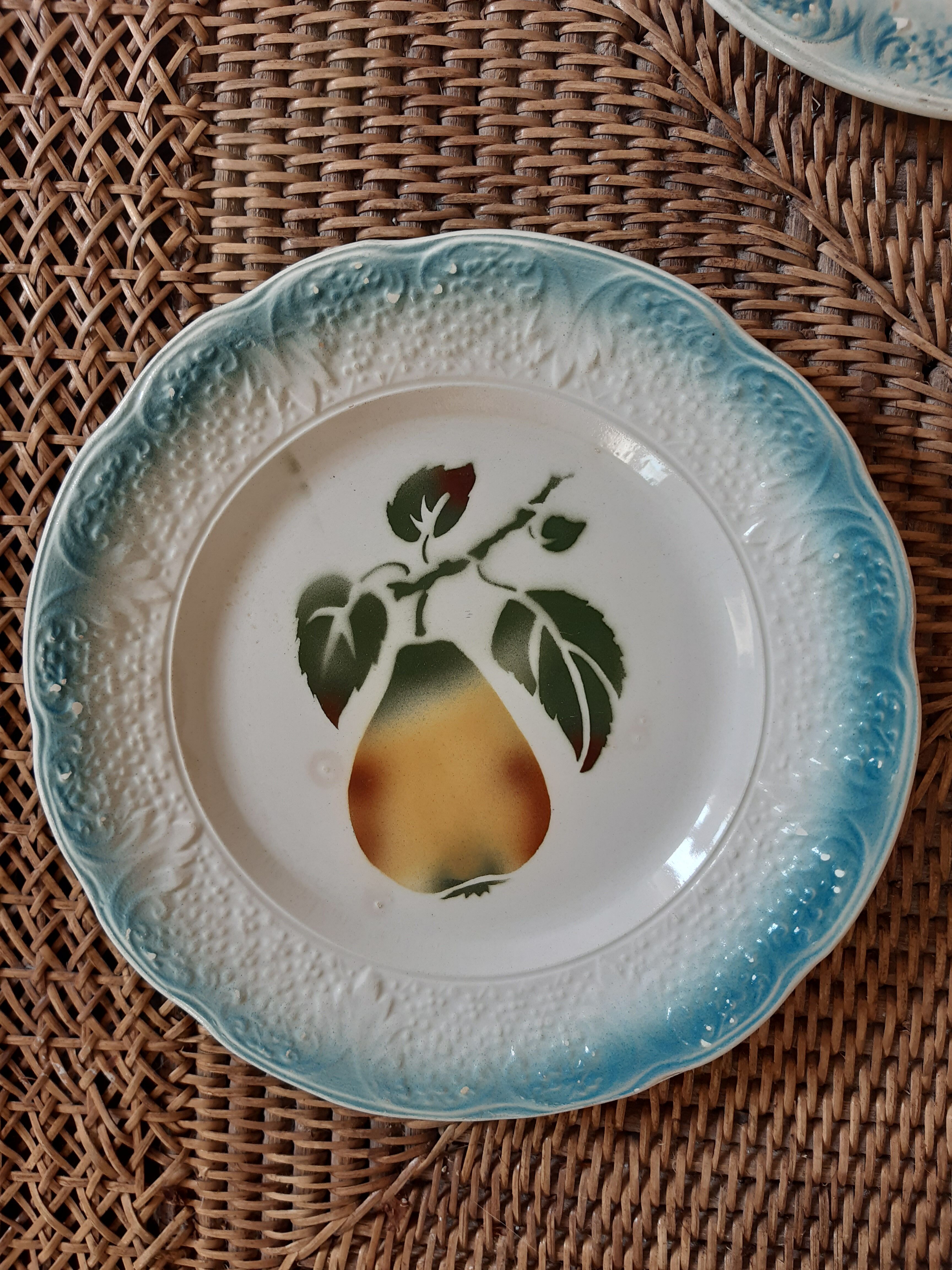 Lot de 6 assiettes barbotine