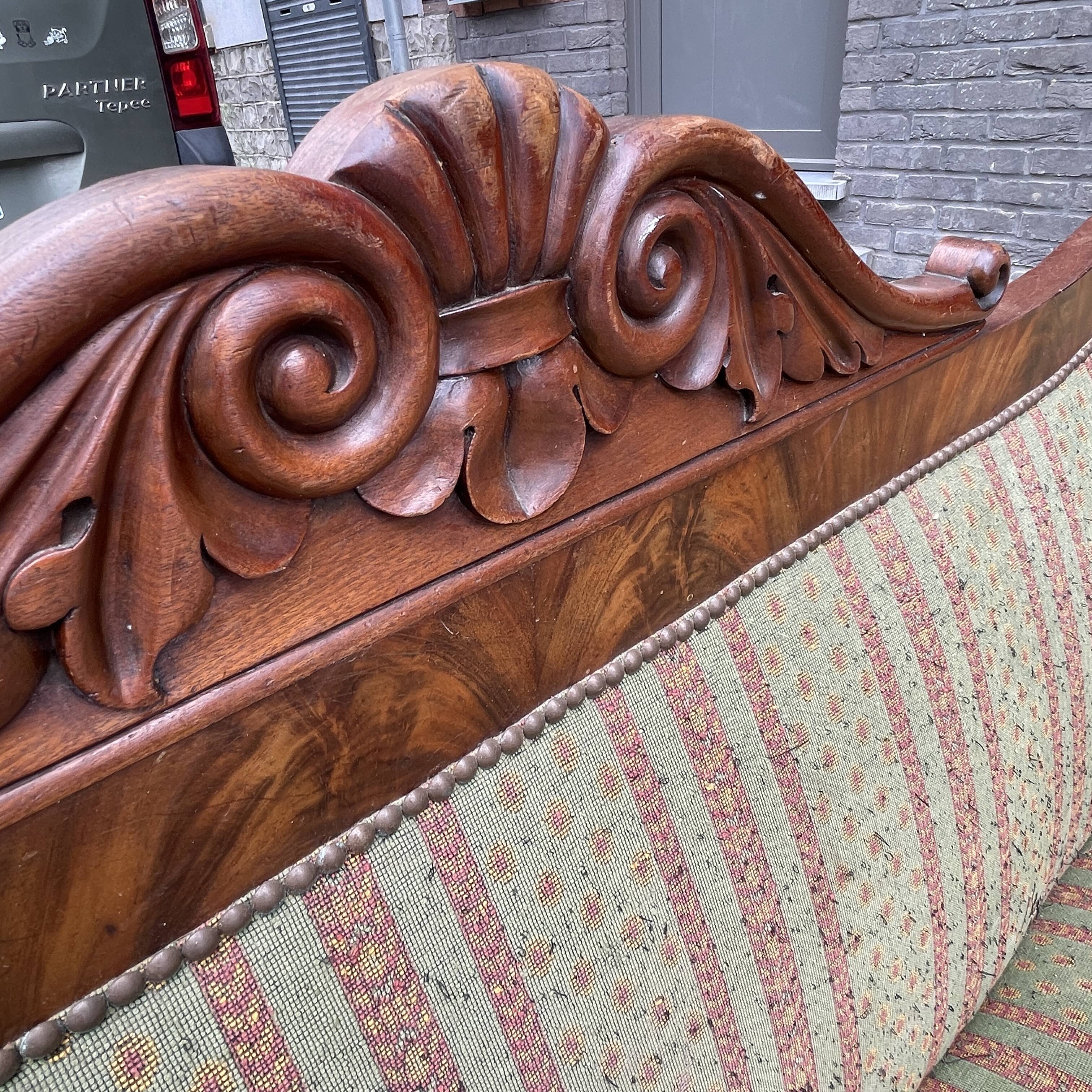Antique Charles X style 'Gondola' type sofa to be restored, 19th century