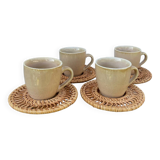 Ceramic and rattan coffee cups