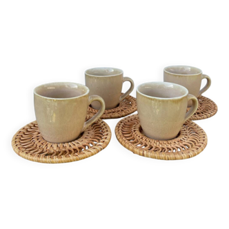 Ceramic and rattan coffee cups