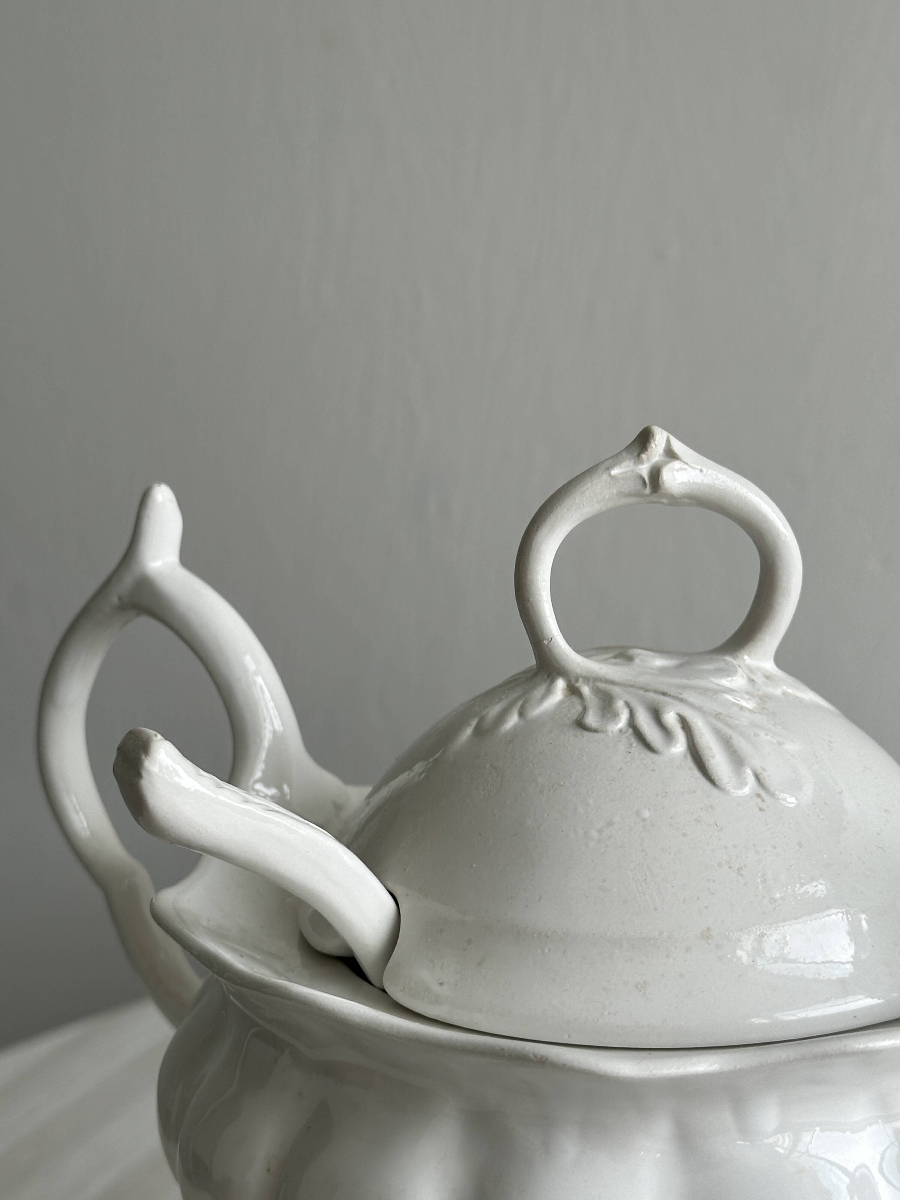 Antique white porcelain sauce boat