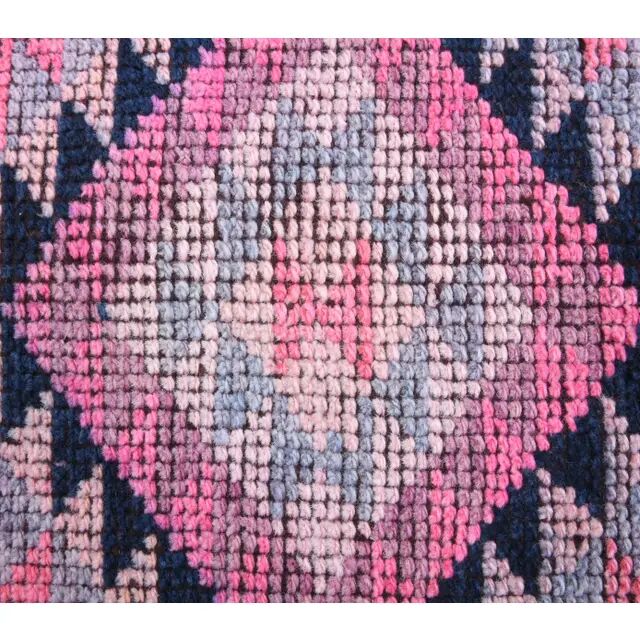1970s Turkish Handmade Wool Pink Runner 81x363