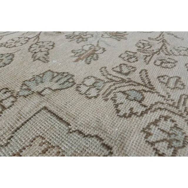 1970s Vintage Persian Handmade Wool Cotton Beige Area Rug 285x370