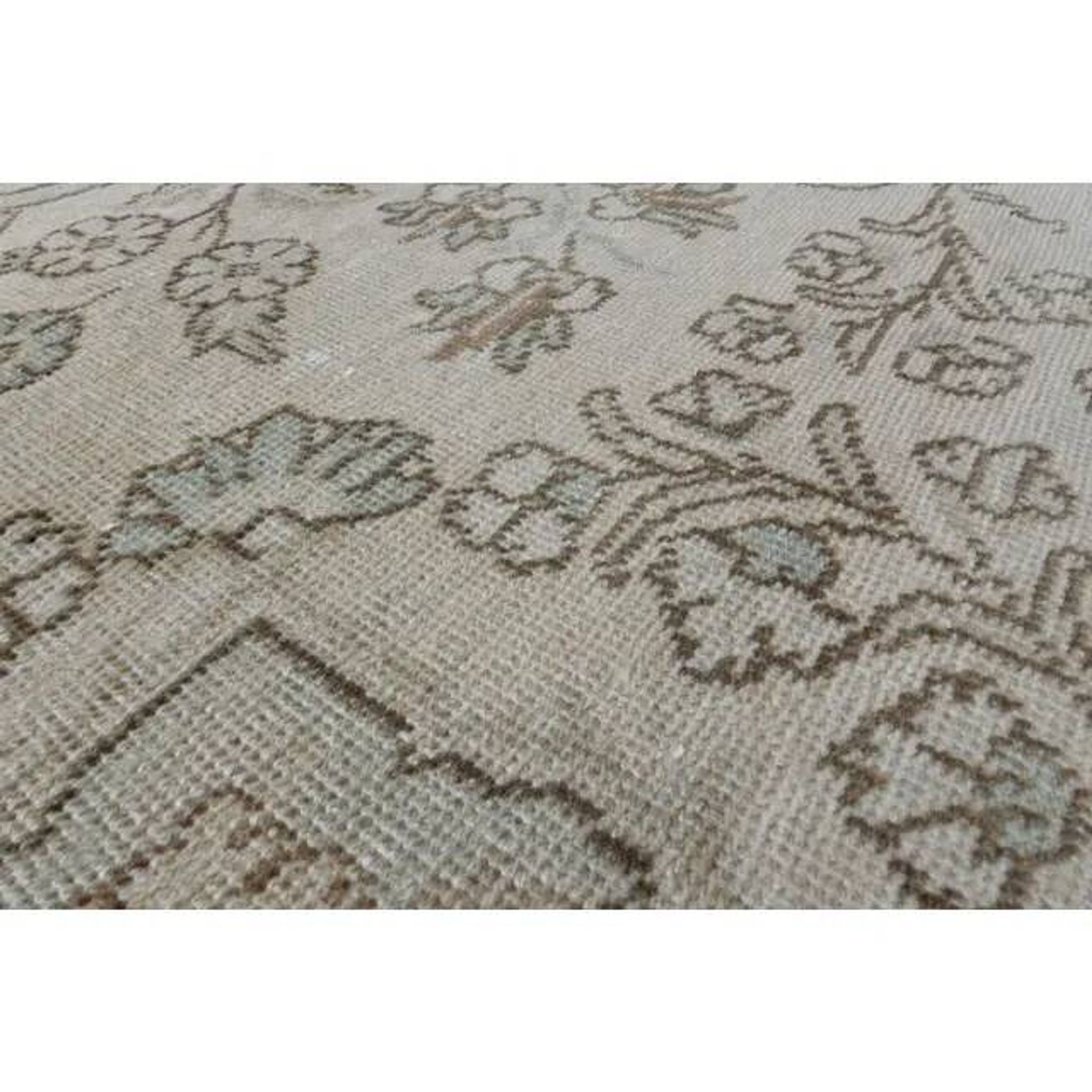 1970s Vintage Persian Handmade Wool Cotton Beige Area Rug 285x370