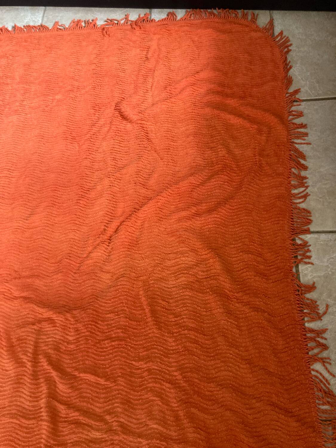 Orange chenille double bed cover