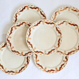 Set of 7 flat plates badonviller, nanteuil, vintage french, authentic, rare, countryside