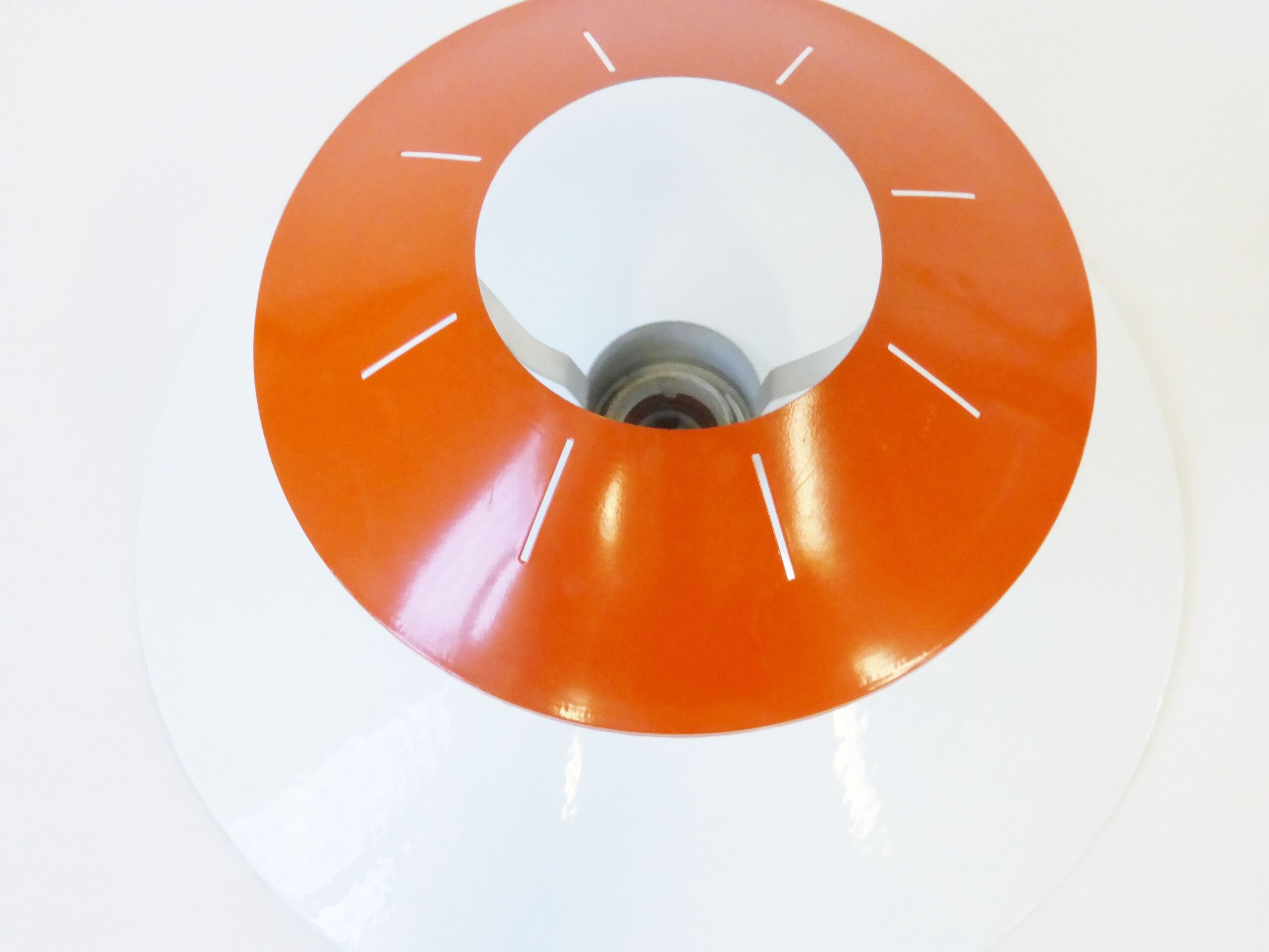 Large ceiling or wall plate orange and white vintage 1950 50s rockabilly