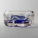 Cendrier en verre de Murano vintage : verre clair avec une bulle bleu cobalt, design italien des années 50.