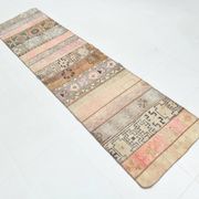 Tapis Runner Vintage Patchwork,Motifs Tribaux,Tons Pastel & Terre,66x265 cm