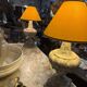 Pair of veined marble lamps