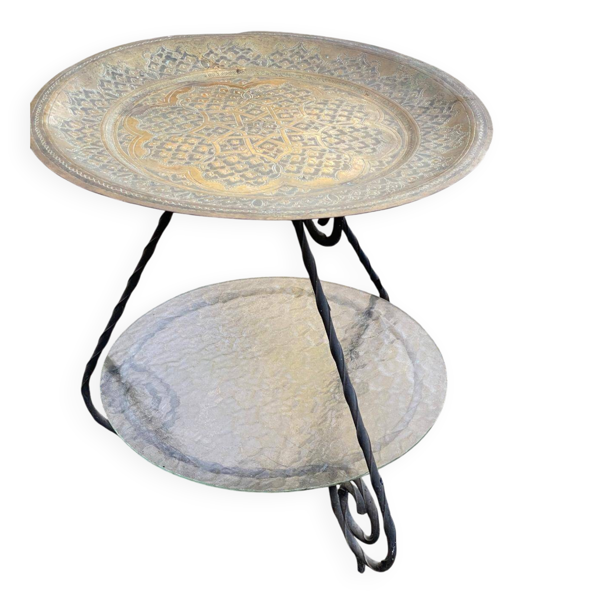 1970s round Moroccan side table