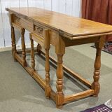 Large folding blond mahogany console - Indian work from the 1980s