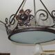 iron and opalin glass hanging lamp