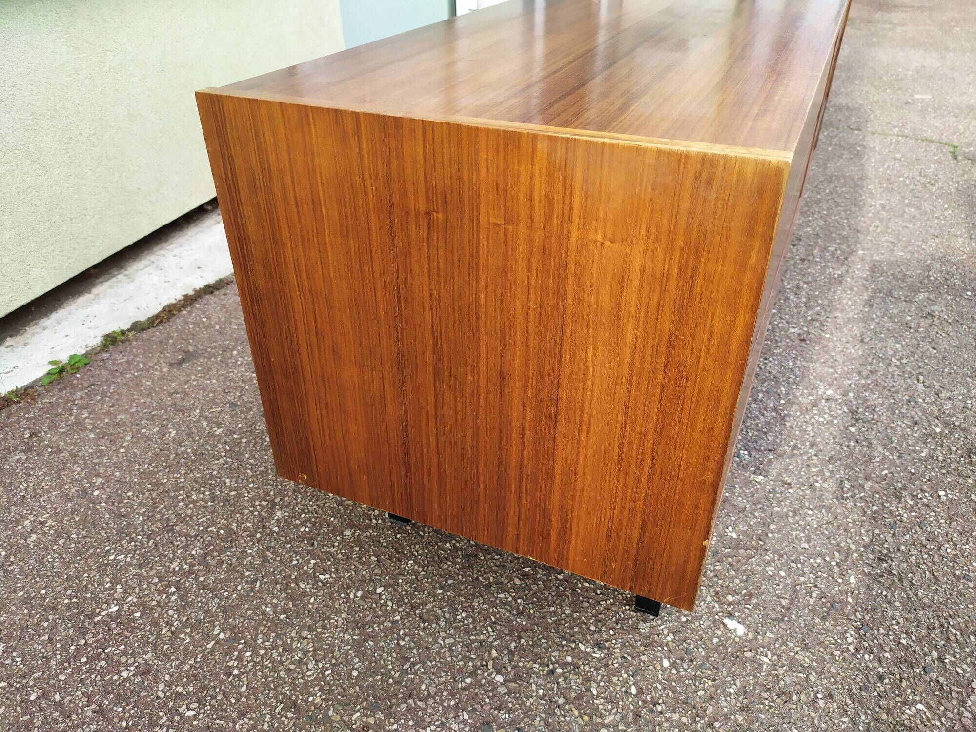 Vintage sideboard in wood, metal foot, 6 drawers