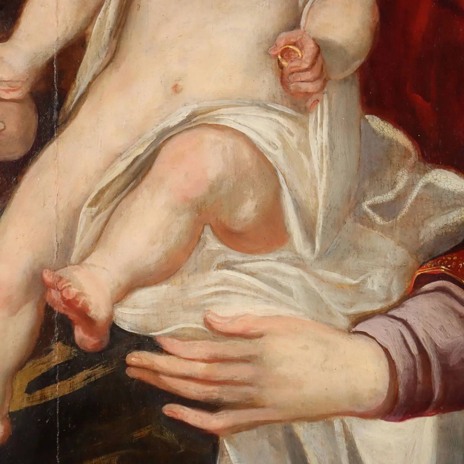 Ancient painting "The Mystic Marriage of Saint Catherine" 16th century
