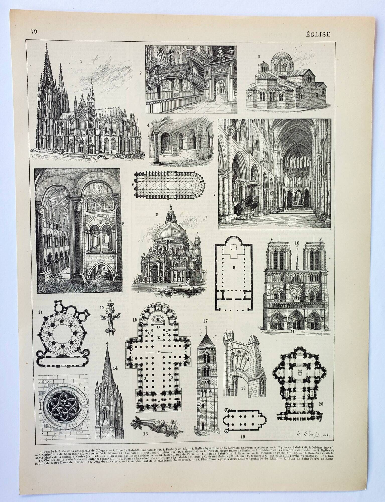 Old engraving 1898, Church, cathedral, religious • Original and vintage lithograph