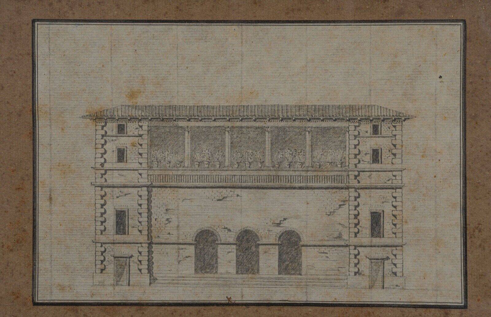 Pencil drawings architectural projects early 20th triptych