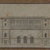 Pencil drawings architectural projects early 20th triptych