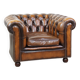Classic Genuine Leather English Chesterfield Armchair in Good Condition