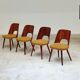 Set of 4 TON 515 / 2 chairs by Oswald Haerdtl (Thonet) wood and mustard fabric