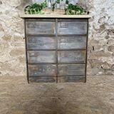 Furniture with 8 metal and wood flaps.